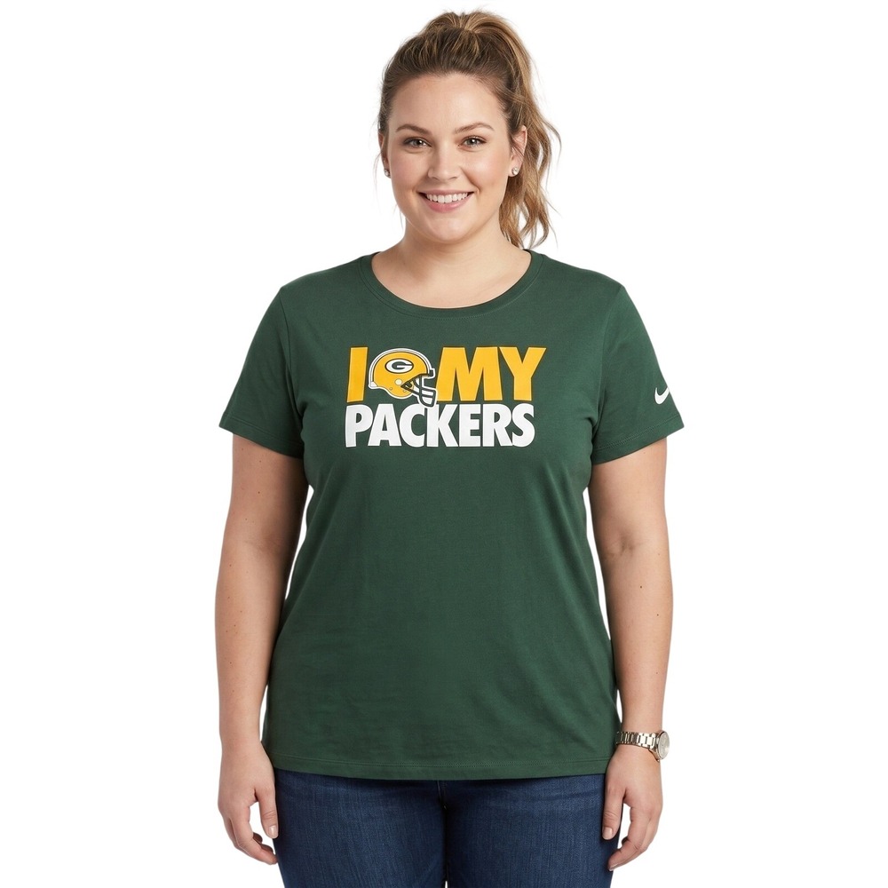 Nike NFL Green Bay Packers I Heart My Packers Graphic T-Shirt Green Women Large
